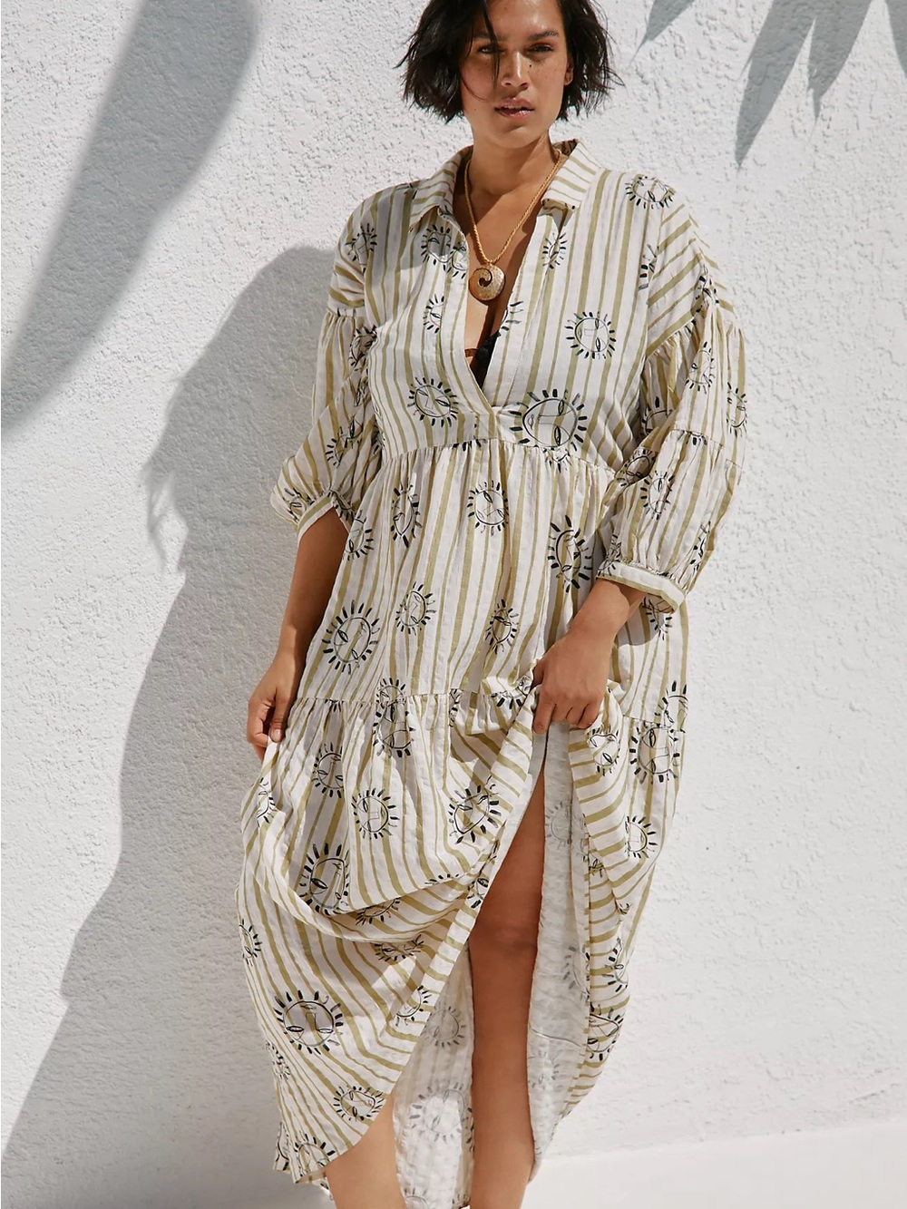 Anthropologie LouLou Avenue Sun Face Tiered Maxi Dress Medium SOLD OUT online
